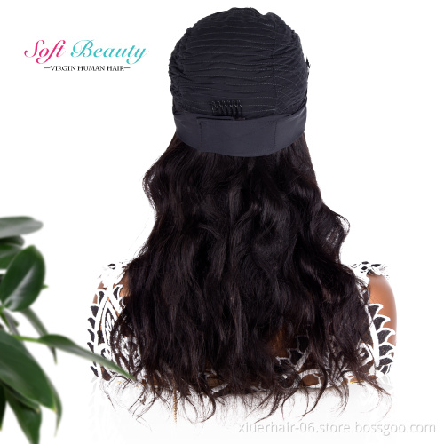 Body Wave Natural Color Raw HD Brazilian for Black Women Coloured No Lace Headband Wig Cheap Human Hair